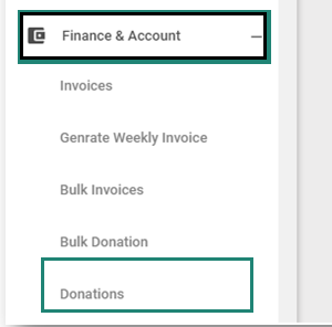 From Donations menu option
